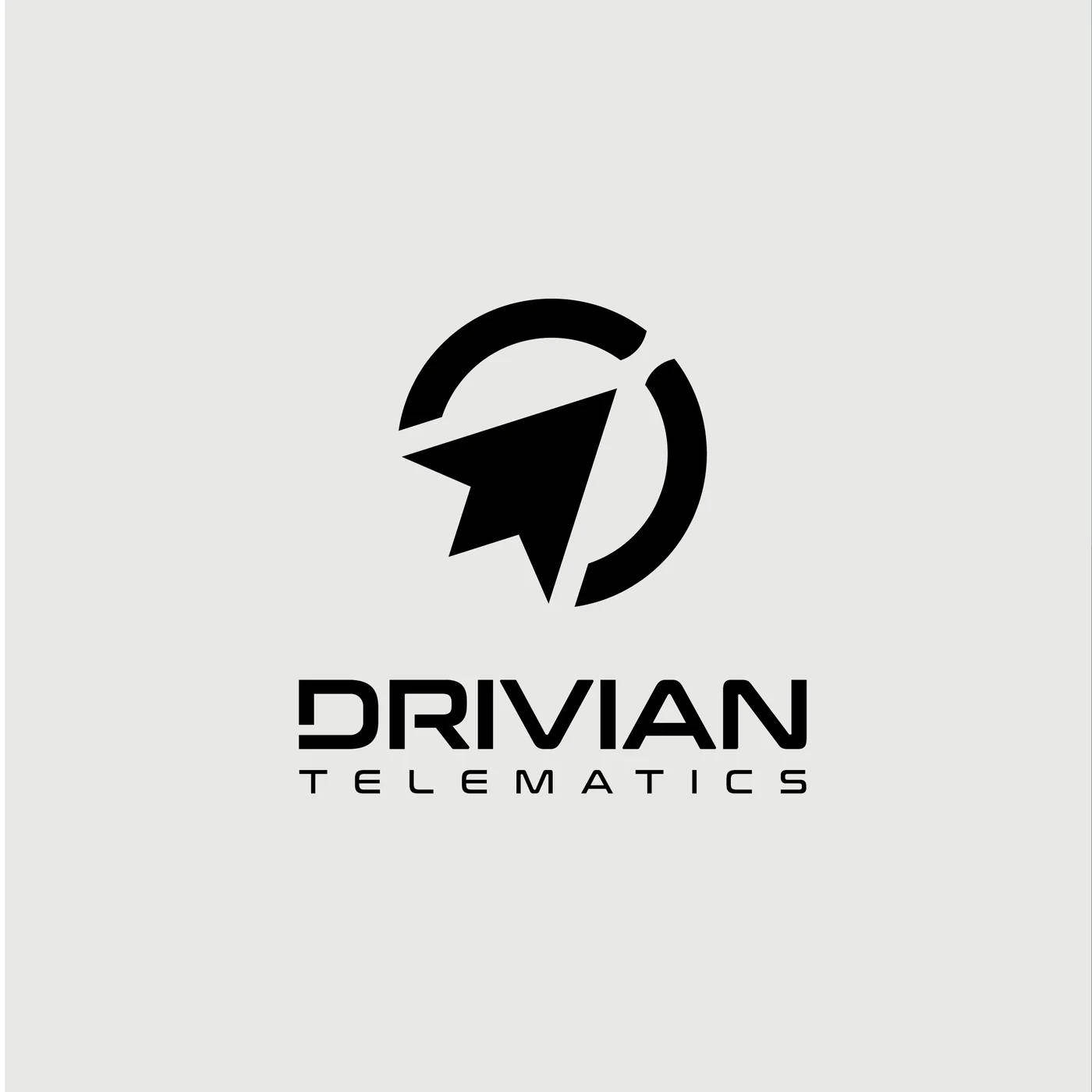 The Drivian Telematics logo, stacked, on light grey