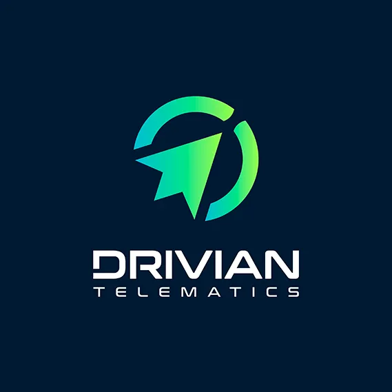 The Drivian Telematics logo, stacked, in a green gradient on dark navy