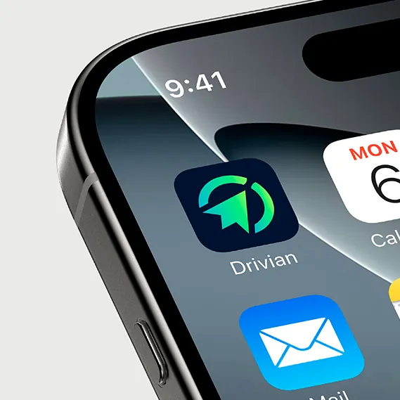 The Drivian app icon on an iPhone home screen
